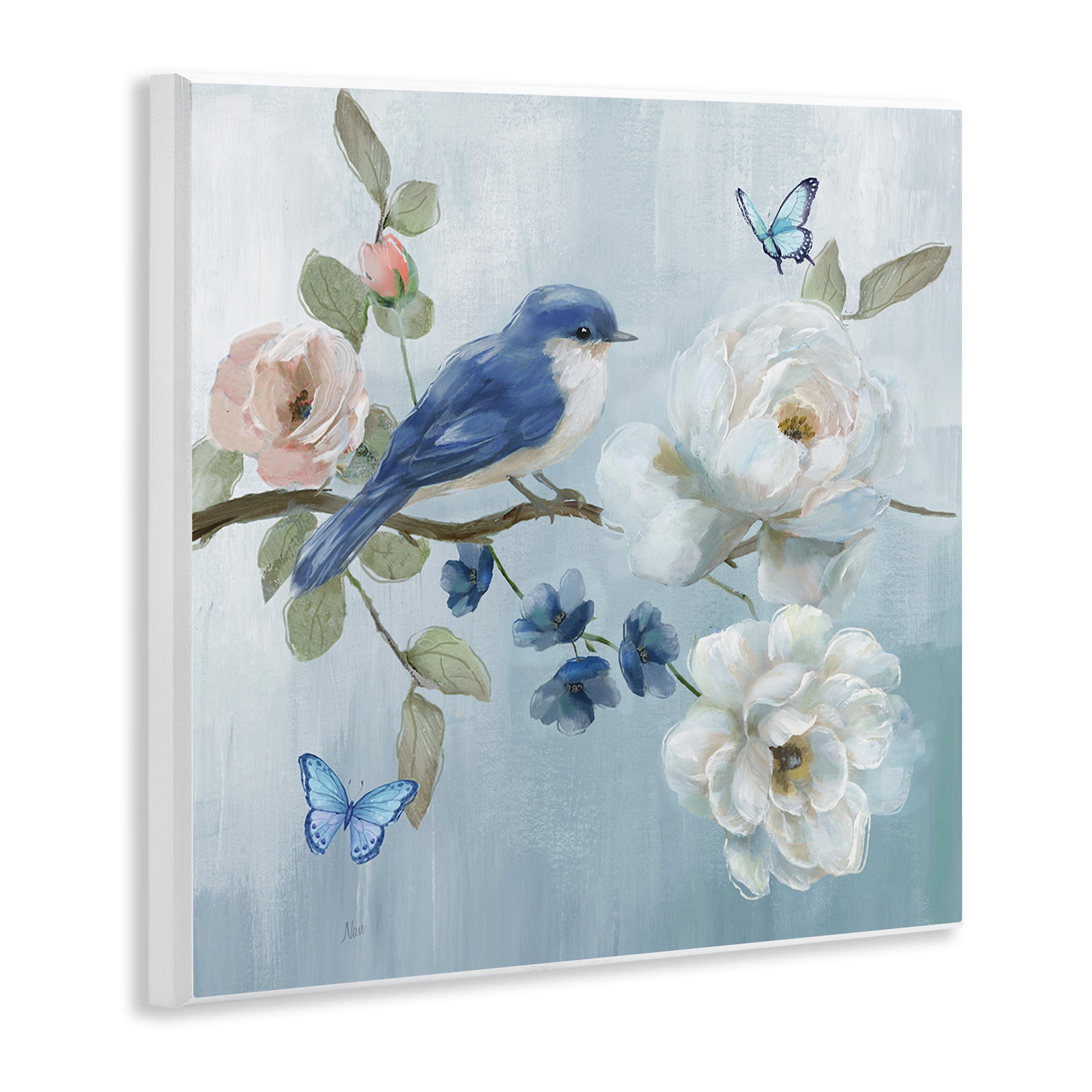Stupell Industries Blue Bird Tranquility Wall Plaque Art, design by Nan