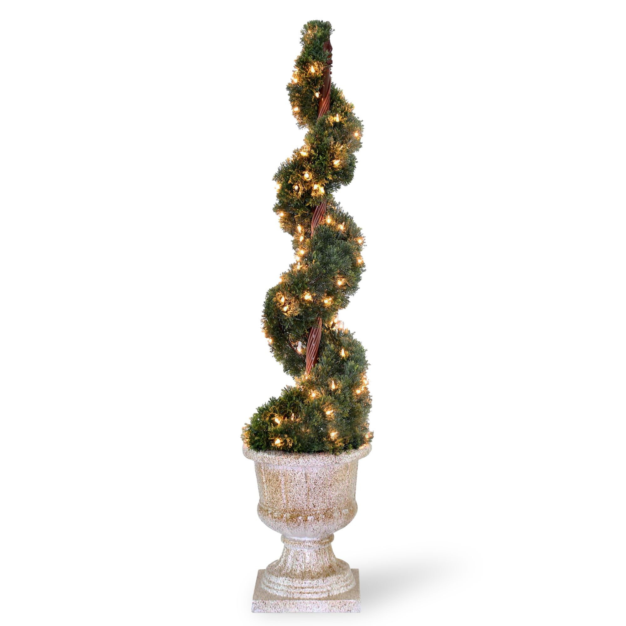 3.6' x 11” Prelit Potted Upright Juniper Spiral Artificial Christmas