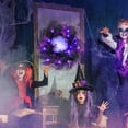 thumbnail image 2 of HELLONE 20 Inch Halloween Wreath for Front Door Decor, 30 LED Lights Battery Operated Bat Spider Wreath Halloween Decorations Home Indoor, 2 of 6