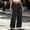 Black, variant on Women's Elastic High Waist Textured Wide Leg Pants, Button Front Loose Summer Casual Palazzo Trousers Army Green S