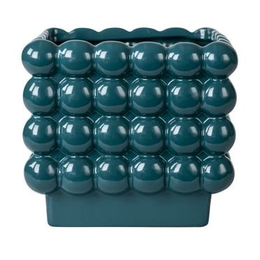 Mainstays 6”D x 5.7”H Square Ceramic Dot Planter, Teal