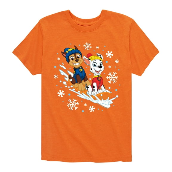 Paw Patrol - Chase Marshall Sledding - Toddler And Youth Short Sleeve Graphic T-Shirt