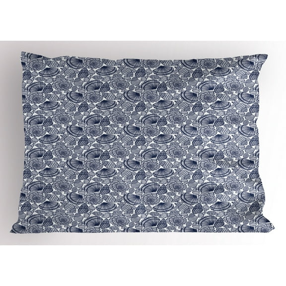 Ambesonne Navy Blue Pillow Sham, Aquatic Animals Lines, 36" X 20", Dark Blue White