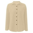 thumbnail image 5 of Womens Button Down Shirt Corduroy Long Sleeve V-Neck Collared Plain Blouses Oversized Baggy Solid Loose Fit Tops with Pocket, 5 of 6
