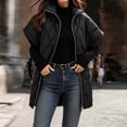 thumbnail image 4 of Vdgthytj Puffer Vest Women Full Zip Stand Collar Diamond Quilted Mid-Length Short Sleeve Gilet Winter Warm Casual Outerwear with Pockets(3X-Large,Black), 4 of 7