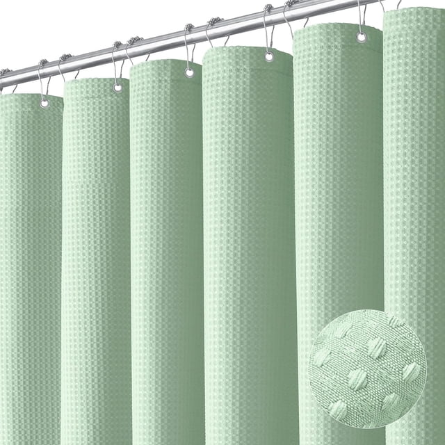 Dynamene Cortina de ducha de tela gris para baño – Tejido tipo gofre con textura resistente, 256 g/m² Juego de cortina de baño de tela pesada de lujo para hotel con 12 ganchos de plástico, 72 x 72, gr
