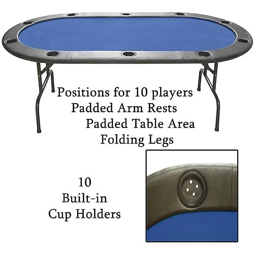 Trademark Poker Full Size Texas Hold'Em Poker Table, Blue Felt