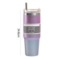 thumbnail image 3 of Taza de aislamiento de paja de 30 oz, termo de vacío para taza de agua de coche con pintura de diamante (azul púrpura) Likrtyny Para Estrenar, 3 of 9