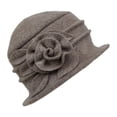 thumbnail image 3 of XIAOCHA Mens Rose‑Floral Cloche Hat Solid Daily Hat Outdoor Casual Hat,Brown, 3 of 3