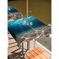 thumbnail image 2 of Outdoor Tablecloth with Umbrella Hole for Patio/Picnic/Party/Camping, Light Blue Ocean Waves Waterproof Table Cloth Square Cover Washable, Summer Beach Coastal Abstract (54"x 54"), 2 of 8