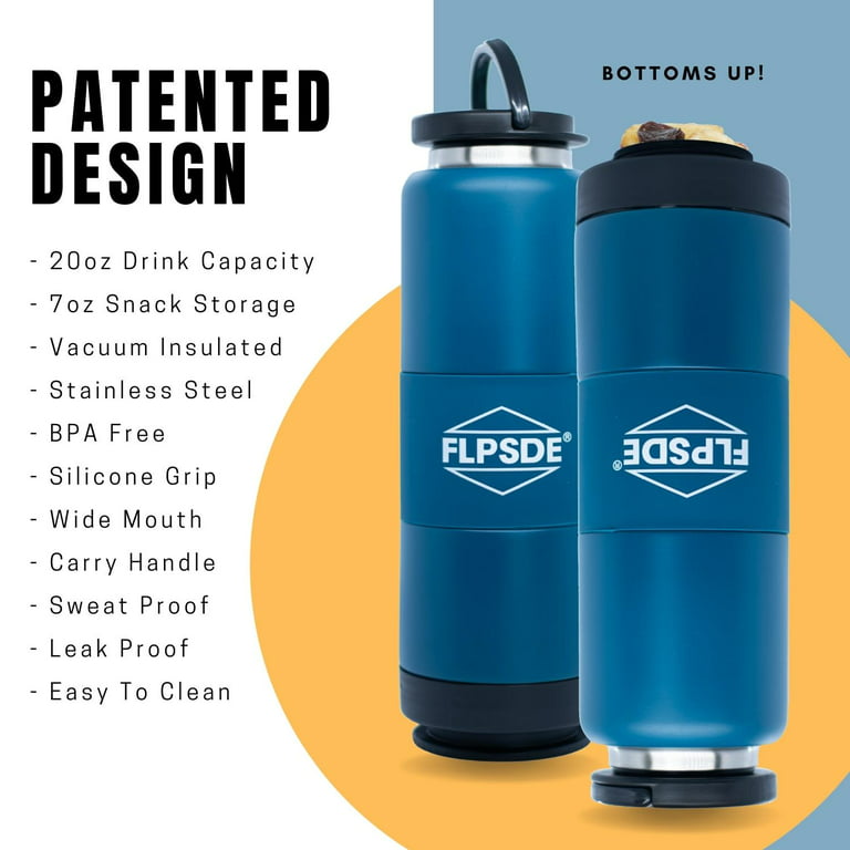  FLPSDE Water Bottle with Snack Compartment, Drink & Snack Cup  Combo, 20oz Stainless Steel Water Bottle with 7oz Snack Container, Snack  Storage, Dual Chamber Water Bottle : Sports & Outdoors