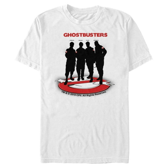 Men's Ghostbusters Black Silhouettes Standing On Logo Graphic Tee White Medium