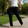 thumbnail image 6 of Mens Golf Pants Lightweight Quick Dry Anti-Slip Work Dress Pants Stretch Elastic Waist Drawstring Casual Slacks with Pockets Size 3XL Black, 6 of 8