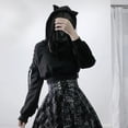 thumbnail image 2 of Pisexur Sweat à Capuche pour Femmes Oreilles de Chat Crop Top à Capuche Manches Lacées Ajourées, 2 of 6