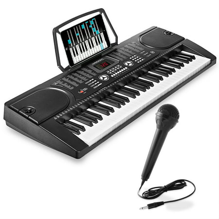 Hamzer 61-Key Digital Music Piano Keyboard - Portable Electronic Musical Instrument - with Microphone and Sticker