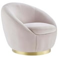thumbnail image 2 of Modway Buttercup Performance Velvet Swivel Chair in Gold Pink, 2 of 7