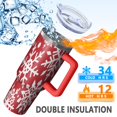 thumbnail image 5 of Red Christmas Snowflake Pattern Tumbler with Handle and Lid,40oz Double Wall Vacuum Insulated Tumbler,Cups Gift for Women and Men, 5 of 7