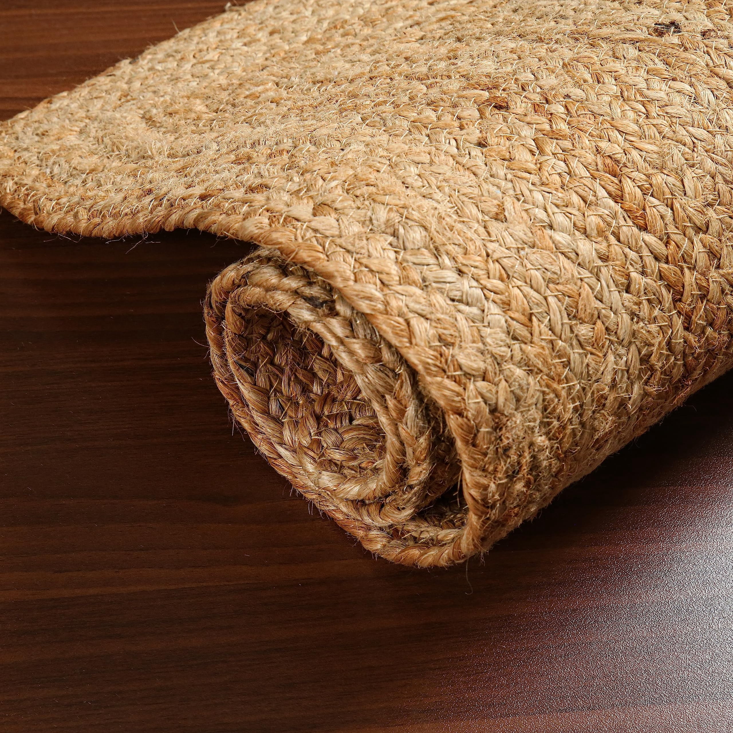 Savi Home Hand Woven Jute Braided Rug, 2'x3' - Natural, Reversible Area Rugs 24x36 Inches