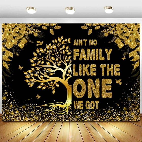 Family Reunion Backdrop Black Gold Family Tree We are Family Photography Background Welcome to Our Family Members Gathering Party Decorations Supplies Banner Photo Booth Props