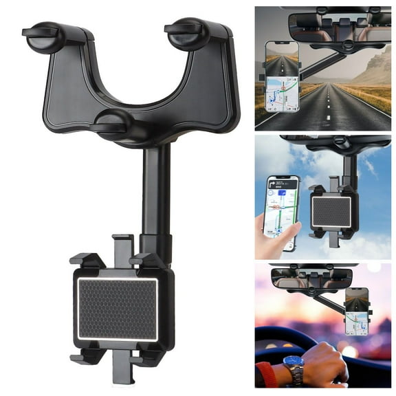 Deago Car Rear View Mirror Phone Holder Mount Universal Smartphone Cradle Compatible to iPhone 13 12 Pro Max mini 11 XR XS X 8 Note 20 10 9 Galaxy S21 S20 S10