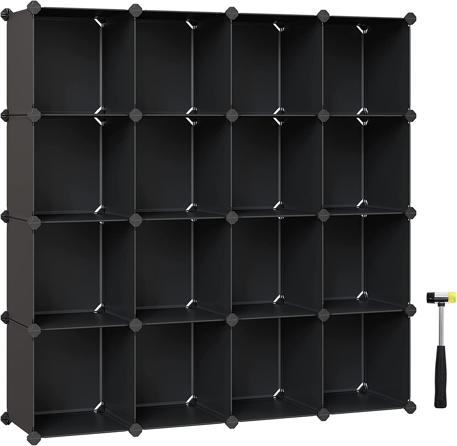 Vinyl Record Storage Rack Home Rustic 16 Cube Storage Unit Shelf Organizer Black 
