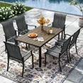 thumbnail image 5 of Techmilly Patio Chairs Set of 6, Outdoor Dining Chairs High Back with All Weather Breathable Textilene, Metal Frame for Lawn Garden Backyard Deck, Dark Grey, 5 of 9