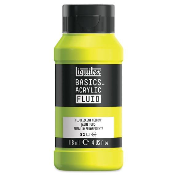 Liquitex Basics Acrylic Fluid Paint - Fluorescent Yellow, 118 ml