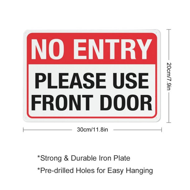 USA ストリート看板　NOTICE No Entry Please Use Front Door Sign 12 X 8 Inch Metal Sign