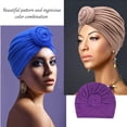 thumbnail image 3 of Qarigey Turbante Nudo Interior Hijab Frente Color sólido Estilo simple Estiramiento Plisado Pañuelo para la cabeza Sombrero universal Gorro Boda Sombreros Violeta Qarigey AP011272-03B, 3 of 6