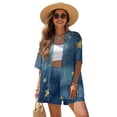 thumbnail image 3 of Xoenoiee Star Galaxy Print Women's 2 Piece Outfit Cover Up Half Sleeve Blouse Shorts Set Summer Beach Vacation Resort Wear Plus Size, Size S, 3 of 7