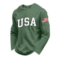 thumbnail image 2 of ASDFVBKG Anniversary Usa Men's Hoodless Sweatshirt Long Sleeve Patriotic American Flag Crewneck Pullover Casual Fashion Independence Day Themed Shirts Green M, 2 of 5