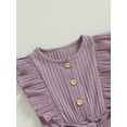 thumbnail image 5 of vera natura Infant Baby Girl Summer Jumpsuit Solid Color Ruffled Sleeveless Round Neck Button Romper Shorts with Belt, 5 of 8