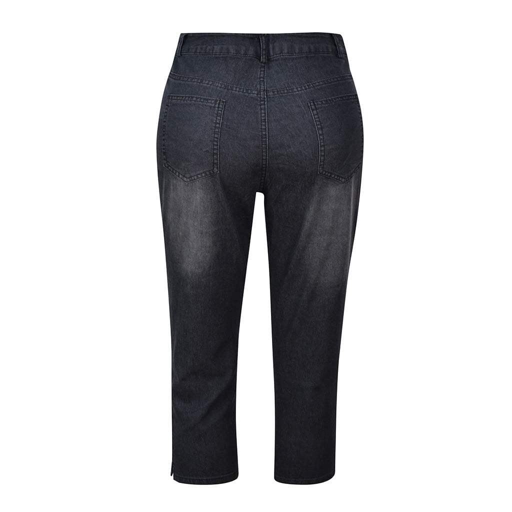 ★LAMINEZ★ Slim Capri Pants Black Lisingtool Capri Pants For Women Women Hight Waisted Denim