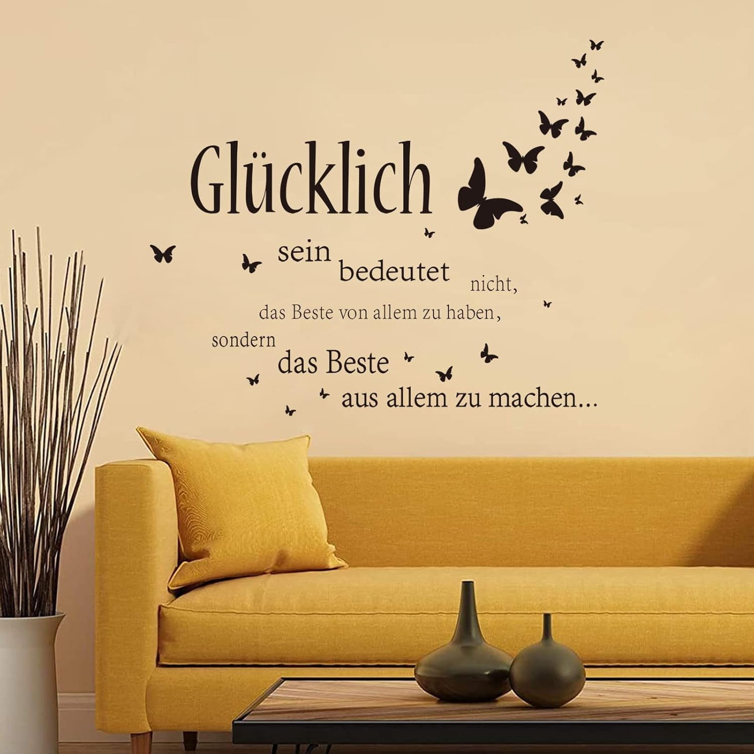 QTH Wall Stickers Written and Phrases Wall Sticker Quotes Black Butterfly Wall Stickers for Bedroom Living Room Office