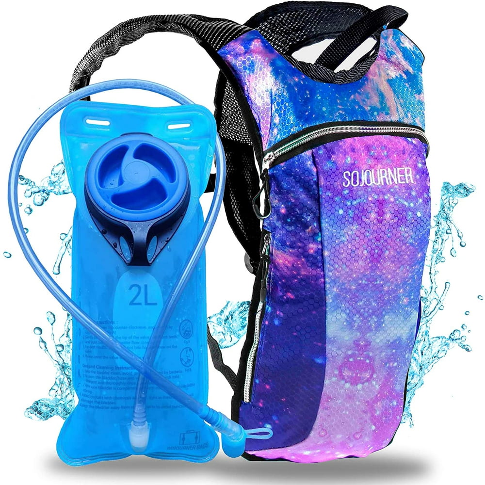 Hydration Pack Backpack 2Pocket with 2L Water Bladder (Galaxy