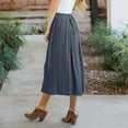 thumbnail image 5 of Women's Summer Front Button Midi Skirts Casual High Elastic Waist A Line Pleated Midi Skirts, 5 of 8