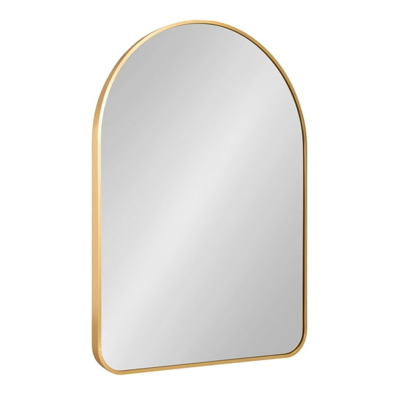 Kate and Laurel Zayda Arch Wall Mirror, 20 x 28, Gold, Metal Framed Minimalist Arched Mirror with Smooth Metal Curvature