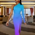 thumbnail image 4 of Neon Blue & Purple Gradient Half Dleeve Split Dress clothes for woman Summer women"s clothing women"s summer jumpsuit, 4 of 6