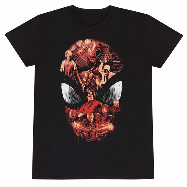 Spider-Man - Camiseta Collage de Personajes para Adultos Unisex (Negro)