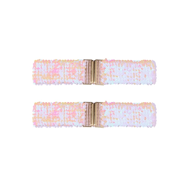 CINTURONES ANCHOS BRILLANTES PARA MUJERES CON HEBILLAS ENTRELAZADAS Y DECORACIÓN DE LENTEJUELAS, CINTURONES ELÁSTICOS PARA MUJER, 2 PIEZAS, CARNACIÓN