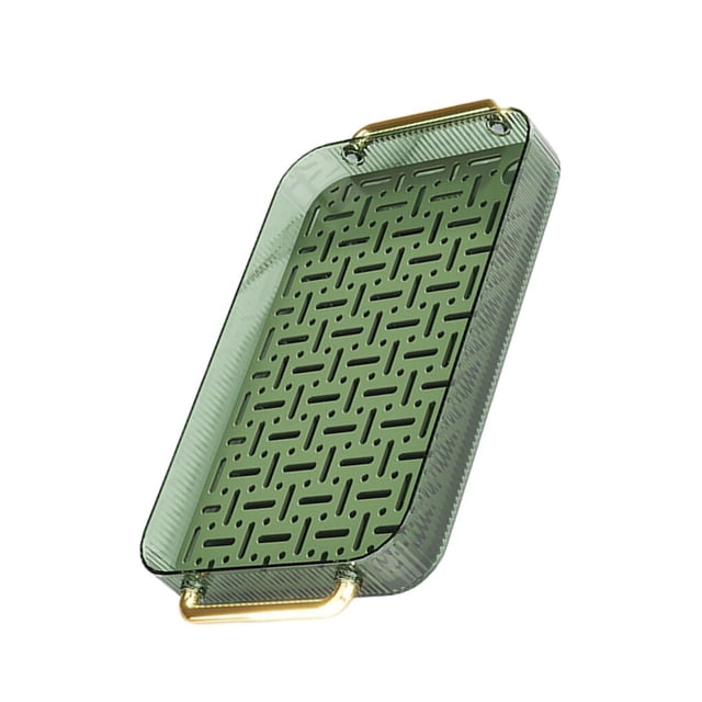 kurtrusly Drainage Drain Tray with Handles Non Slip for Party Table Living Room Green