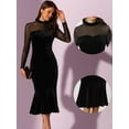 thumbnail image 2 of DARING DIVA Elegant Velvet Sheer Mesh Cocktail Dress XS Black, 2 of 6