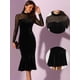 thumbnail image 3 of Vestido Ajustado para Mujer Vestido Elegante de Terciopelo con Malla Transparente y Cuello Alto Midi Vestido de Cóctel Negro L, 3 of 6