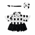 thumbnail image 5 of Soccer Porch Goose Outfit with Ball Print Top, Black Pleated Skirt, Bow and Whistle, Sports Fan Yard Decor for Goose Statue, Game Day Front Porch Display, 5 of 5