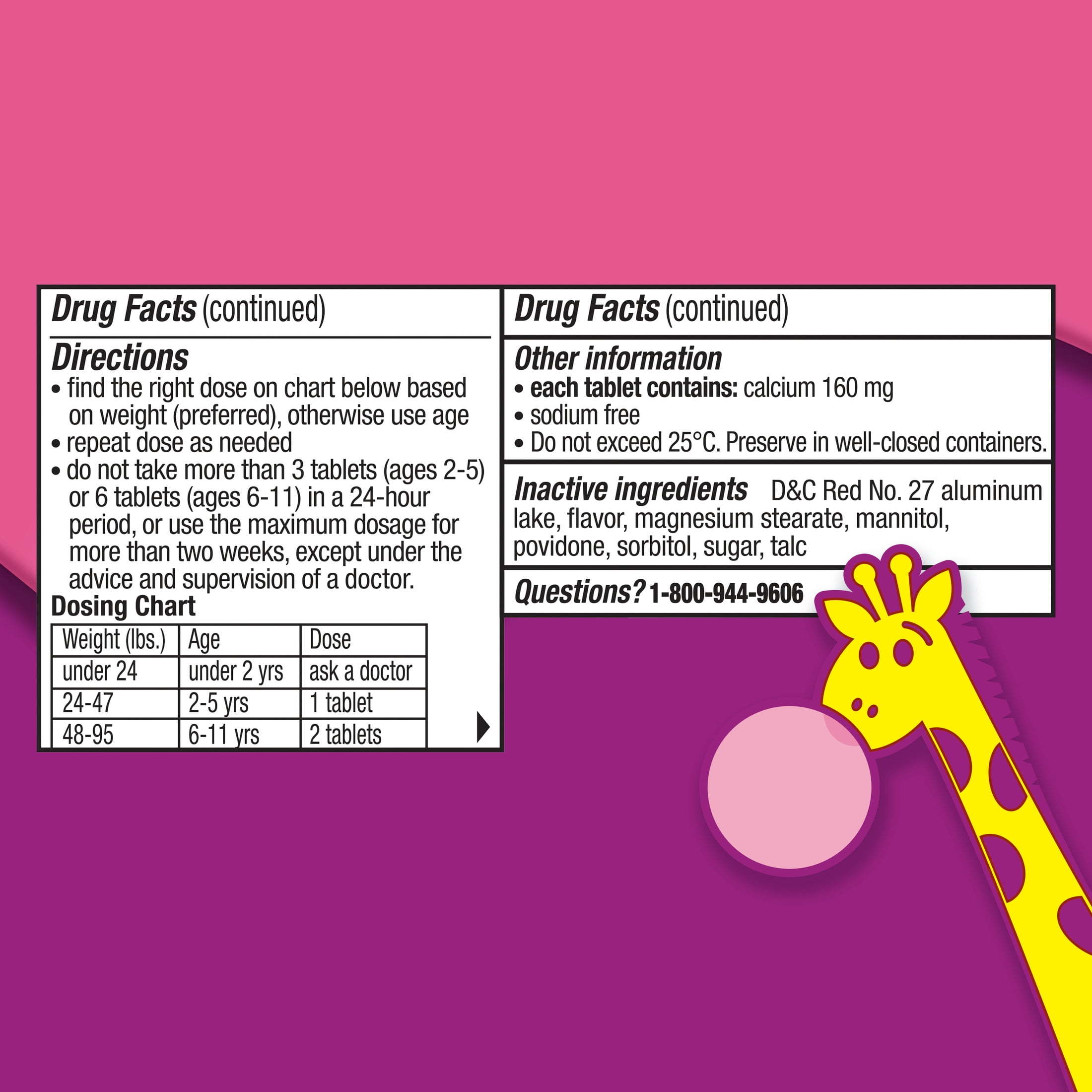 Pepto Kids Antacid Chewable Tablets, Upset Stomach Relief, Heartburn, 24 Count