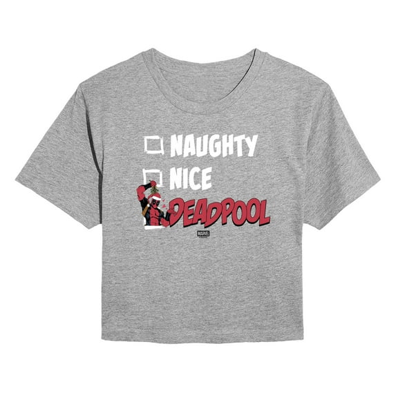 Marvel - Naughty Nice Deadpool - Juniors Cropped Short Sleeve Graphic T-Shirt