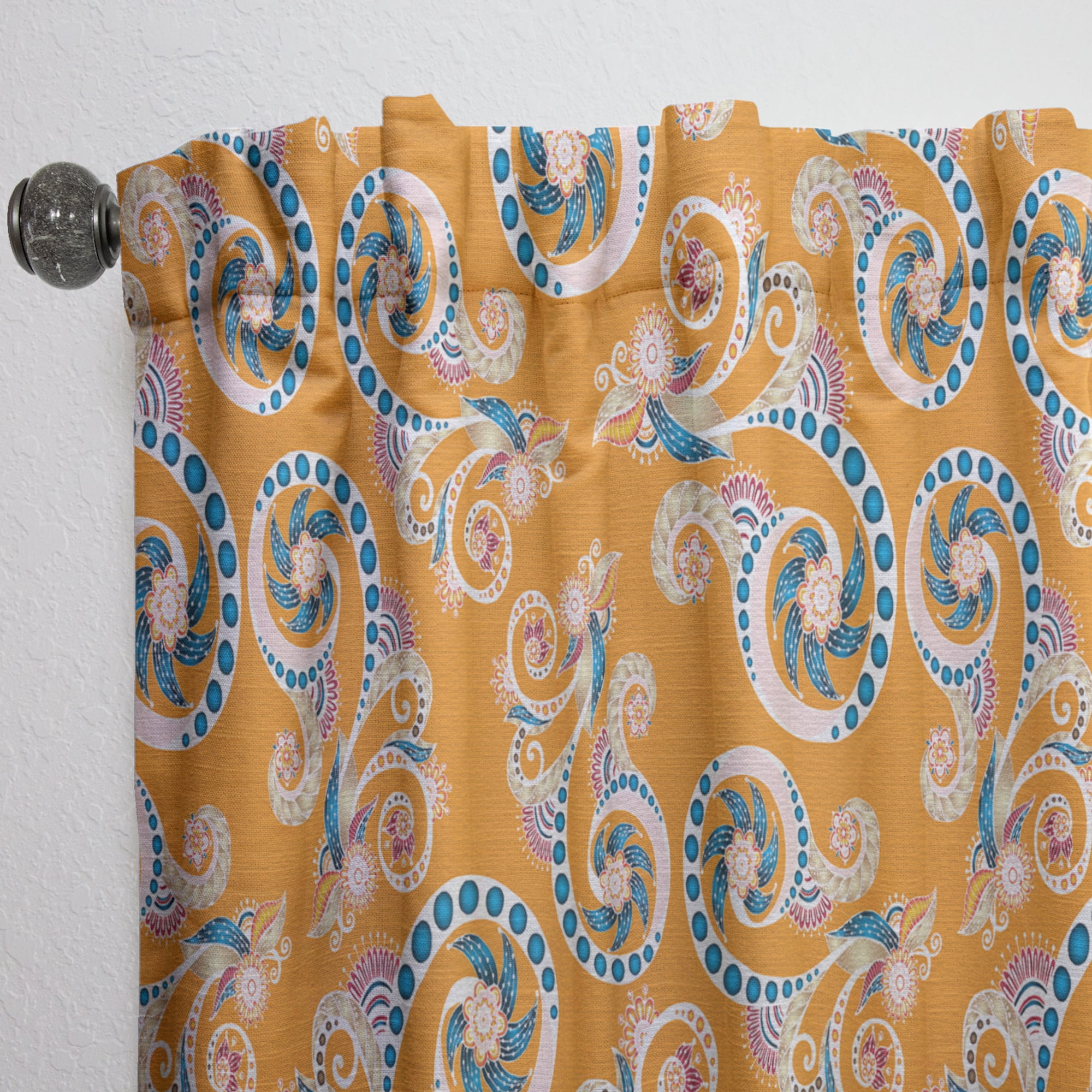 Designart 'Flowers With Ornamental Floral Pattern' Bohemian & Eclectic Curtain Panel