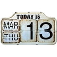 thumbnail image 1 of Calendario perpetuo con tapa de Metal Shabby Chic, calendario permanente, forma cuadrada, acabado desgastado, colgante de pared, reproducción antigua, 1 of 6