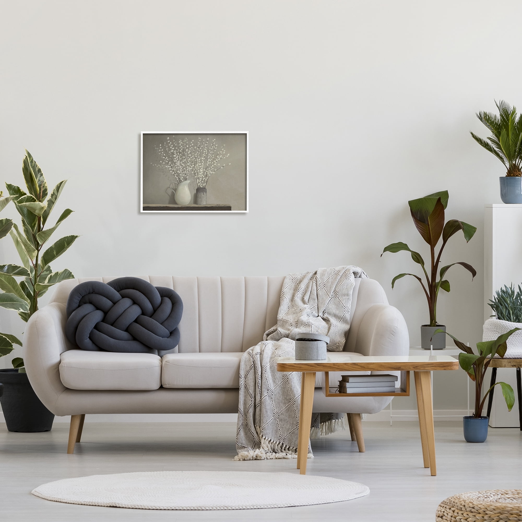 Stupell Industries Beautiful Willow Flower Neutral Grey Painting, 16 x 20,Design by Ziwei Li