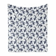 thumbnail image 1 of Koi Fish Soft Flannel Fleece Blanket, Carp Koi Sketch Drawing with Detailed Fish Scales Pattern Eastern Marine Life, Cozy Plush for Indoor and Outdoor Use, 70" x 90", Navy Blue White, by Ambesonne, 1 of 6